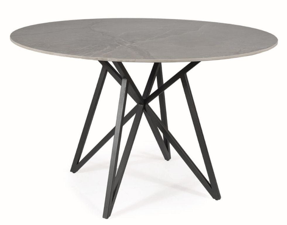 Veneti Dizajnový okrúhly stôl HOLGER - šedý / čierny